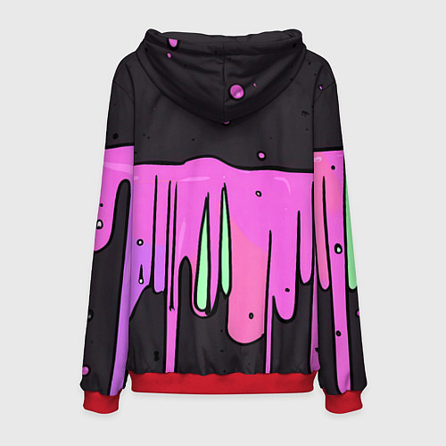Мужская толстовка Фиолетовая текстура на черном фоне / 3D-Красный – фото 2