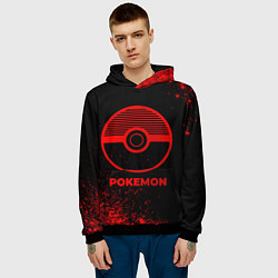 Толстовка-худи мужская Pokemon - red gradient, цвет: 3D-черный — фото 2