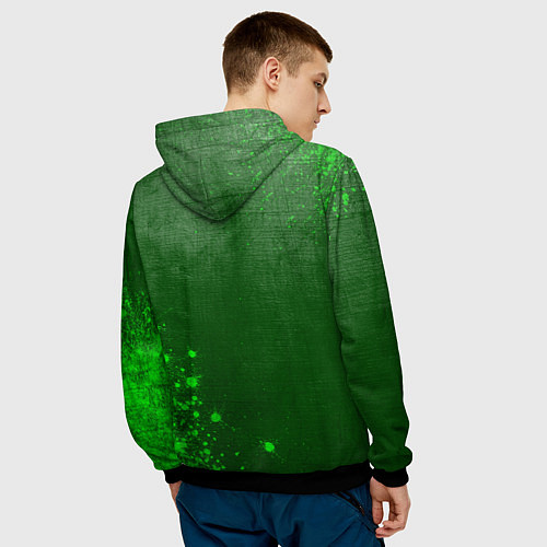 Мужская толстовка Atletico Madrid - green gradient вертикально / 3D-Черный – фото 4