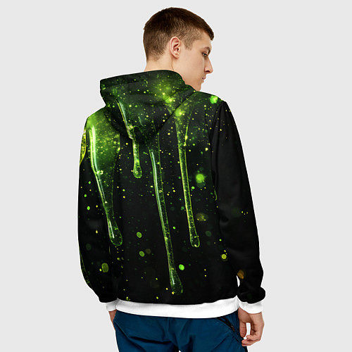 Мужская толстовка Зеленая объемная слизь / 3D-Белый – фото 4