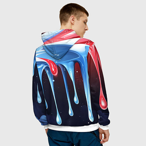 Мужская толстовка Синие и красные слизи текстура / 3D-Белый – фото 4