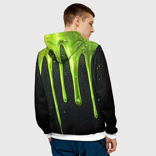 Мужская толстовка Слизь зеленая текстура / 3D-Белый – фото 4