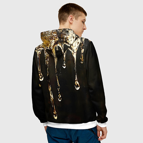 Мужская толстовка Мед на коричневой текстуре / 3D-Белый – фото 4