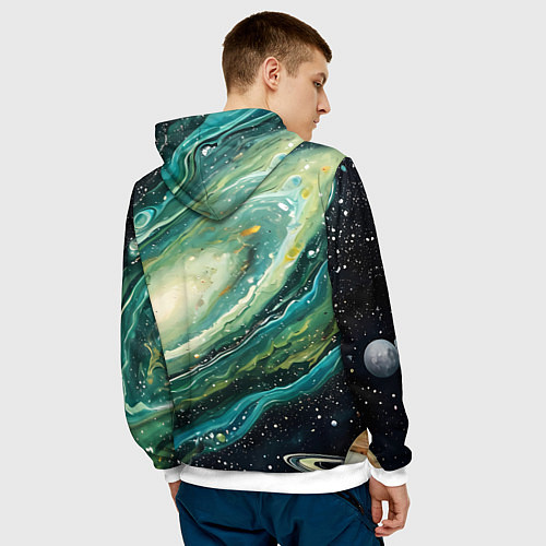 Мужская толстовка Зеленая вселенная / 3D-Белый – фото 4