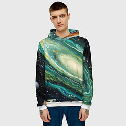 Толстовка-худи мужская Зеленая вселенная, цвет: 3D-белый — фото 2