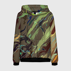 Толстовка-худи мужская Абстракция тон хаки, цвет: 3D-черный