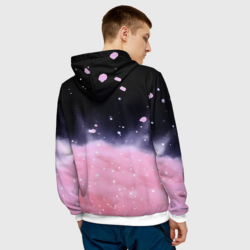 Мужская толстовка Розовая текстура с лепестками / 3D-Белый – фото 4