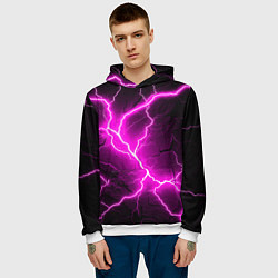 Толстовка-худи мужская The color is pink and black, цвет: 3D-белый — фото 2