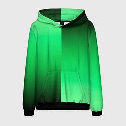 Толстовка-худи мужская Чёрно-зелёный градиент пополам, цвет: 3D-черный