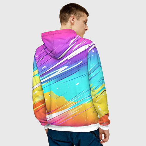 Мужская толстовка Inzoi кошечка на радужном фоне / 3D-Белый – фото 4