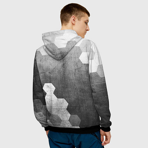 Мужская толстовка Nissan - grey gradient вертикально / 3D-Черный – фото 4