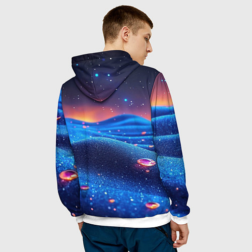 Мужская толстовка Синяя дюна - текстура / 3D-Белый – фото 4