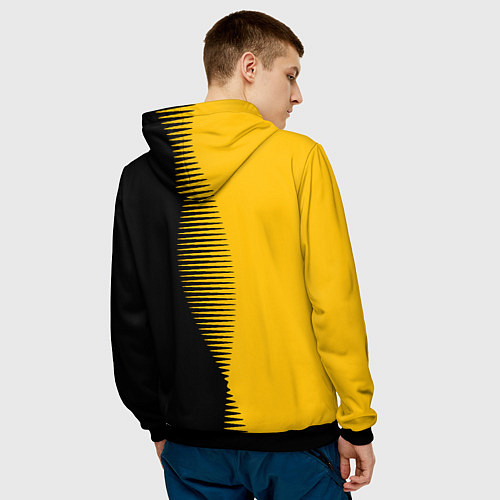 Мужская толстовка Чёрно-жёлтый пополам с переходом / 3D-Черный – фото 4