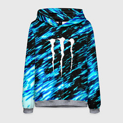 Мужская толстовка Monster energy штрихи голубых неоновых красок
