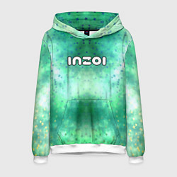 Мужская толстовка Inzoi белый логотип на зеленом фоне
