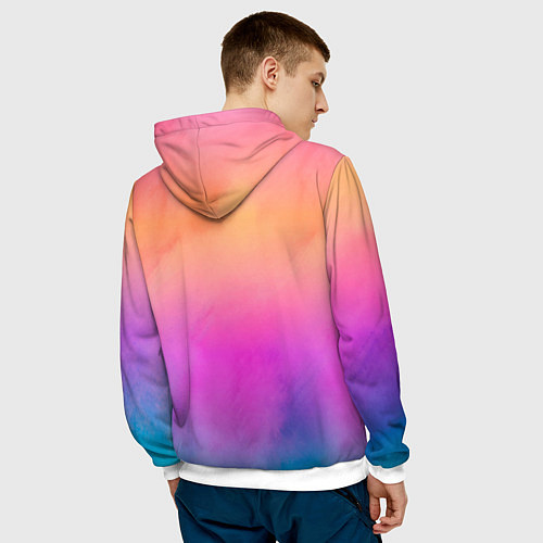 Мужская толстовка Inzoi розово-оранжевый фон / 3D-Белый – фото 4