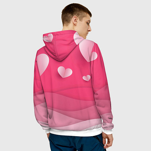 Мужская толстовка Inzoi розовые сердечки / 3D-Белый – фото 4