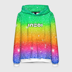Толстовка-худи мужская Inzoi блестящий радужный фон, цвет: 3D-белый