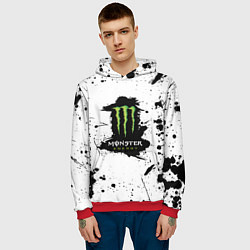 Толстовка-худи мужская Monster energy брызги красок, цвет: 3D-красный — фото 2