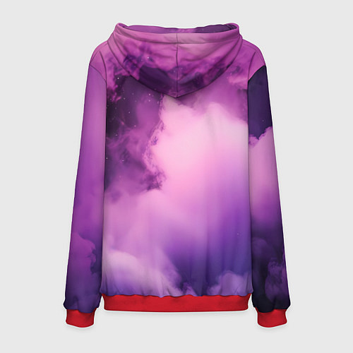 Мужская толстовка Космонавт и фиолетовый космос / 3D-Красный – фото 2