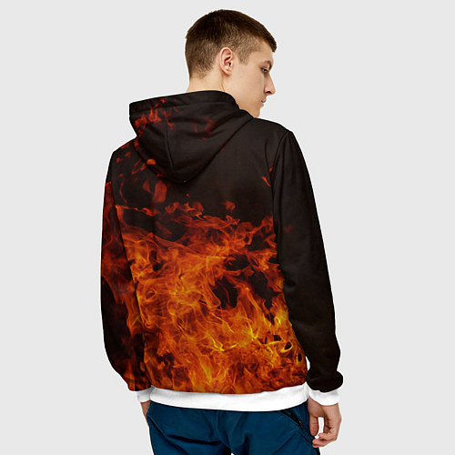 Мужская толстовка Пламенная Мавуика - Genshin Impact / 3D-Белый – фото 4
