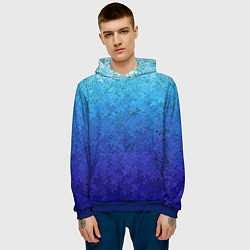 Толстовка-худи мужская Сине-голубой градиент текстура, цвет: 3D-синий — фото 2