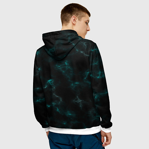 Мужская толстовка Color black turquoise / 3D-Белый – фото 4