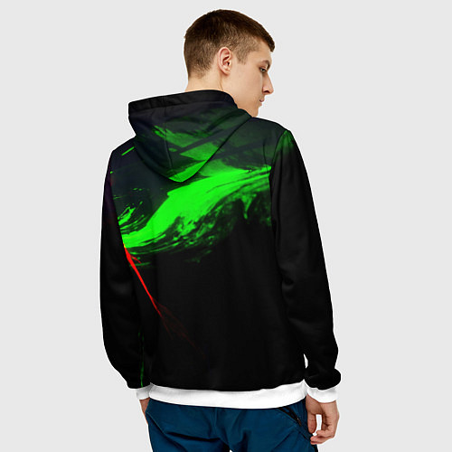 Мужская толстовка Color black green red / 3D-Белый – фото 4