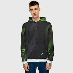 Толстовка-худи мужская Color black green, цвет: 3D-белый — фото 2