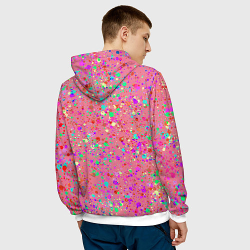 Мужская толстовка Розовый с разноцветными брызгами / 3D-Белый – фото 4