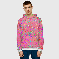 Толстовка-худи мужская Розовый с разноцветными брызгами, цвет: 3D-белый — фото 2