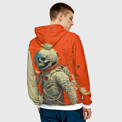 Мужская толстовка Скелет космонавт и краска на фоне / 3D-Белый – фото 4