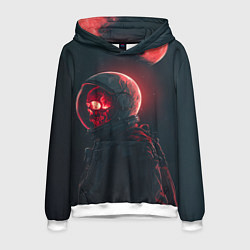 Мужская толстовка Череп космонавта в красном свете