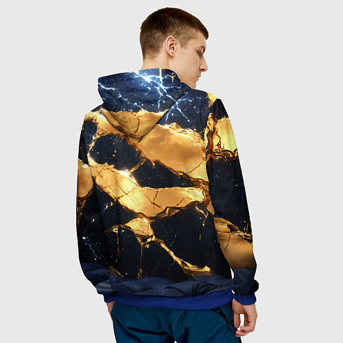 Мужская толстовка Золотая текстура на синем / 3D-Синий – фото 4