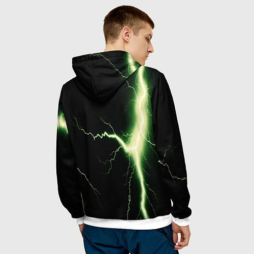 Мужская толстовка Lightning yellow текстура / 3D-Белый – фото 4