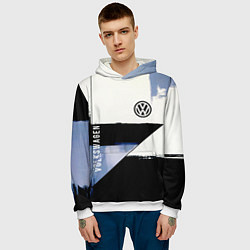 Толстовка-худи мужская Volkswagen логотип, цвет: 3D-белый — фото 2