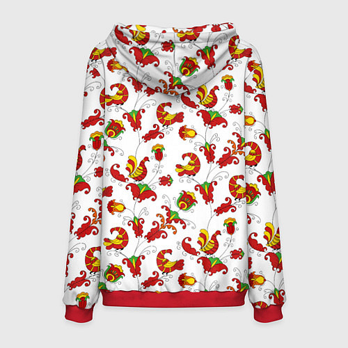 Мужская толстовка Русский народный орнамент в стиле росписей Северно / 3D-Красный – фото 2