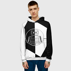 Толстовка-худи мужская Роблокс робот, цвет: 3D-белый — фото 2