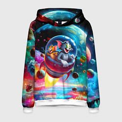 Мужская толстовка Том и Джерри летят в ракете - нейроарт