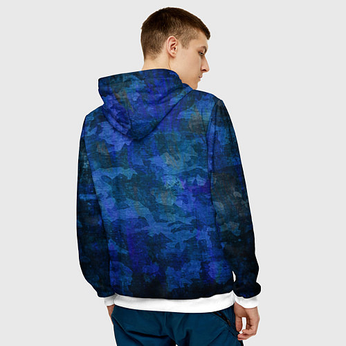 Мужская толстовка Абстракция - blue uniform camouflage / 3D-Белый – фото 4