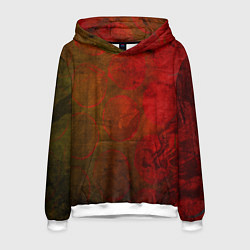 Толстовка-худи мужская Абстракция - green circles in red, цвет: 3D-белый