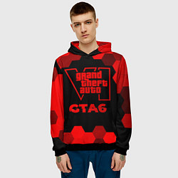 Толстовка-худи мужская GTA6 - red gradient, цвет: 3D-черный — фото 2