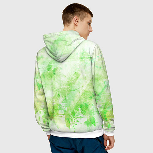 Мужская толстовка Абстракция - light green atom / 3D-Белый – фото 4