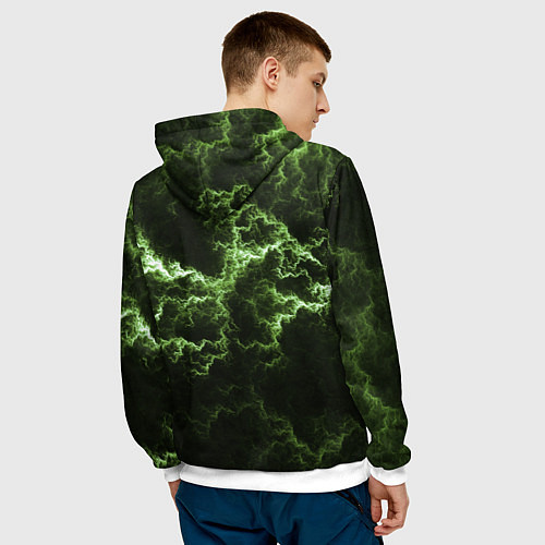 Мужская толстовка Lightning green glow / 3D-Белый – фото 4