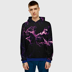 Толстовка-худи мужская Lightning pink glow, цвет: 3D-синий — фото 2