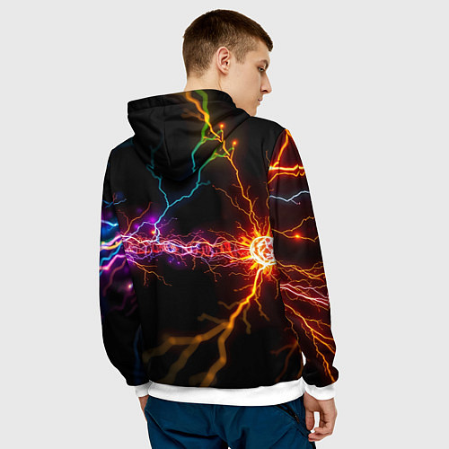 Мужская толстовка Две неоновые вспышки / 3D-Белый – фото 4