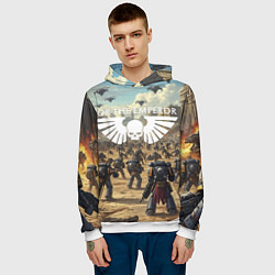Толстовка-худи мужская Warhammer 40k поле боя, цвет: 3D-белый — фото 2