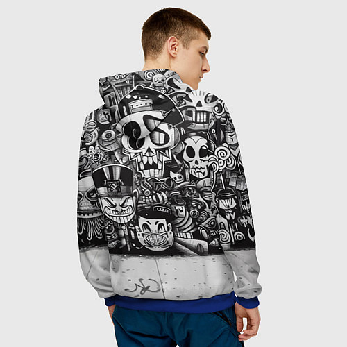 Мужская толстовка Детёныш панды уличный хулиган на фоне граффити / 3D-Синий – фото 4