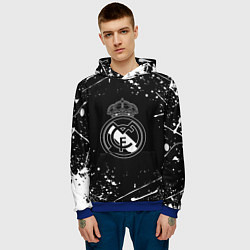 Толстовка-худи мужская Real Madrid белые краски, цвет: 3D-синий — фото 2