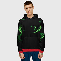 Толстовка-худи мужская The color is light green abstraction, цвет: 3D-красный — фото 2